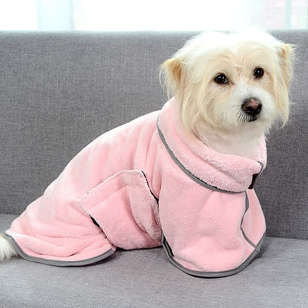 Hunde Håndklæde Badekåbe Hurtigtørrende Vandabsorberende Kæledyrs Kåbe Tæppe Pink S