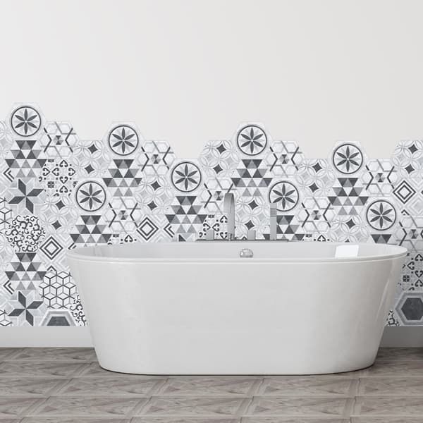 10-pack kakeldekor, hexagon, industriell stil, halkskydd