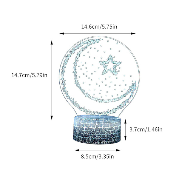 Mubarak Ramadan Led Diy Lamp Eid Dekorasjoner Moon Star Nattlys Multicolor