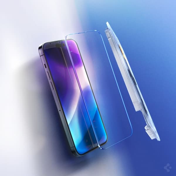 【BQ】Spigen iPhone 14 Pro 2-PACK GLAS.tR "Ez Fit" Screen Protector Transparen Transparent Härdat glas