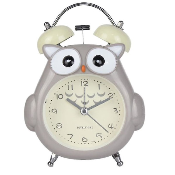 Cartoon Owl Alarm Clock Mute Double Bell Clock Søt barnegave blue