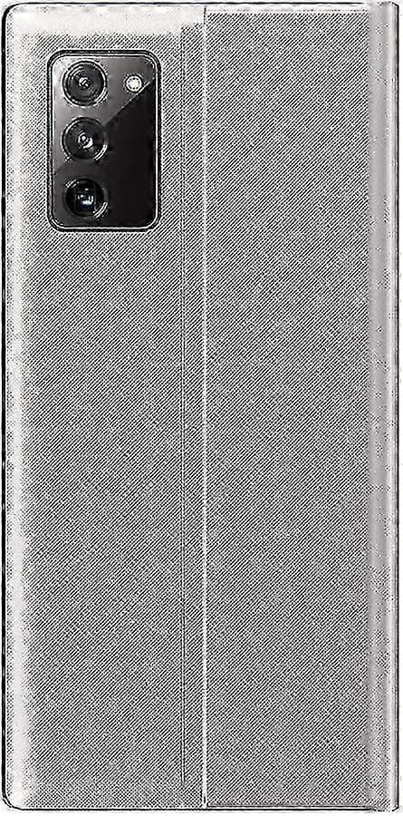 【BQ】Galaxy S20 FE Smart View Flip Cover med spegeldisplayfönster, premiumläderfodral Silver