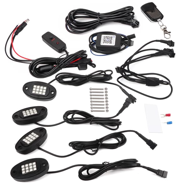 LED Rock Lights - 4 Pods för lastbil, UTV, ATV - Dimmer Switch ingår