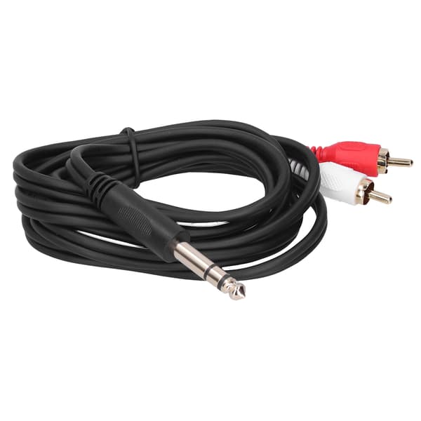 6,35 mm til dobbelt RCA-lydkabel Stereo hanadapterstik Lyd Y-splitterkabel