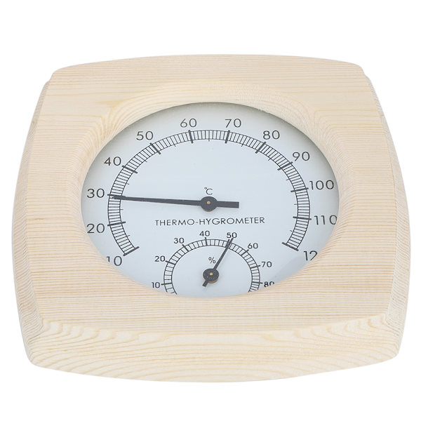 Termometer hygrometer i trä för bastutillbehör