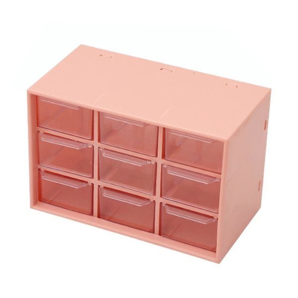 6/9 Grid Desktop Opbevaringsboks Smykkeskuffe Støvtæt Pearl Beads Organizer Pink Nine Grid