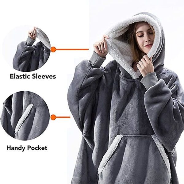 Oversized hoodie filt Bärbar lamm sammet Lazy filt
