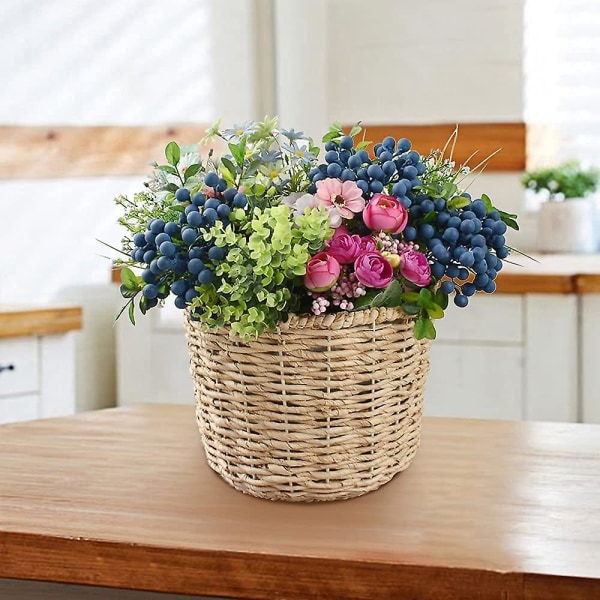 4 stk Blå kunstige bær kunstige frugter Falske blåbær plastikblomster