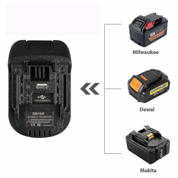 20v Dewalt Dcb200 Milwaukee M18 konvertera till Makita 18v USB batteriadapter