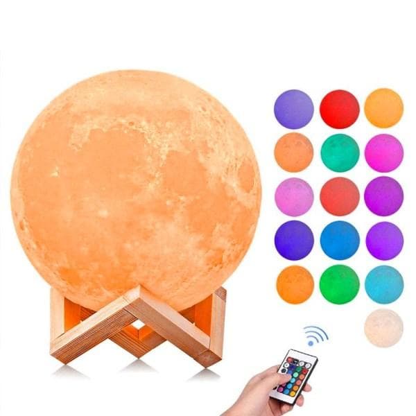 Nattlampe XL Fullmåne 3D Månelampe multifärg multicolor