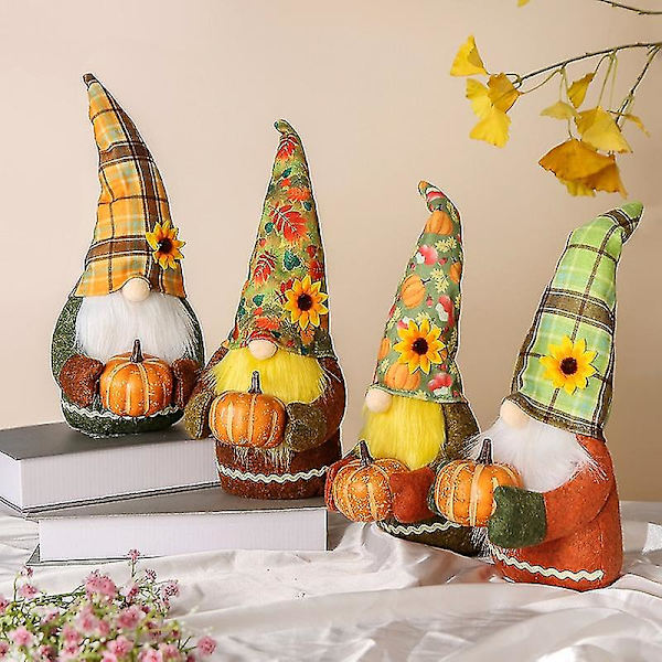 Ansiktslös docka Bedårande bekväm att hålla i tyg pumpa prydnad Gnome plysch docka för barn Orange