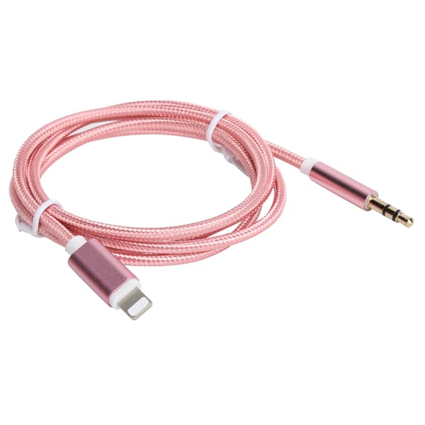 AUX-ledning til bil til IOS 12 3,5 mm AUX-lyd til IOS-interfaceadapter Nylonflettet kabel, pink