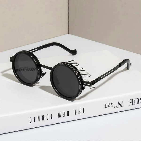 【BQ】Adaptive ND-filter Justerbare Dæmpningssolbriller Retro Runde UV400-beskyttelse black