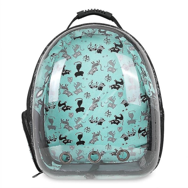 Cat Backpack Outdoor Pet Axelväska Andas Bärbar Rese Transparent Väska Lämplig för små hundar och katter Green Cat