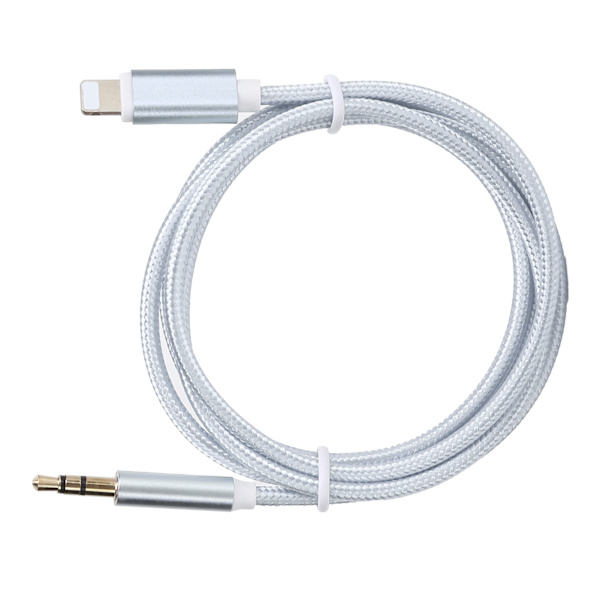 Bil AUX-ledning til IOS 12 3,5 mm AUX-lyd til IOS-interfaceadapter Nylonflettet kabel Hvid