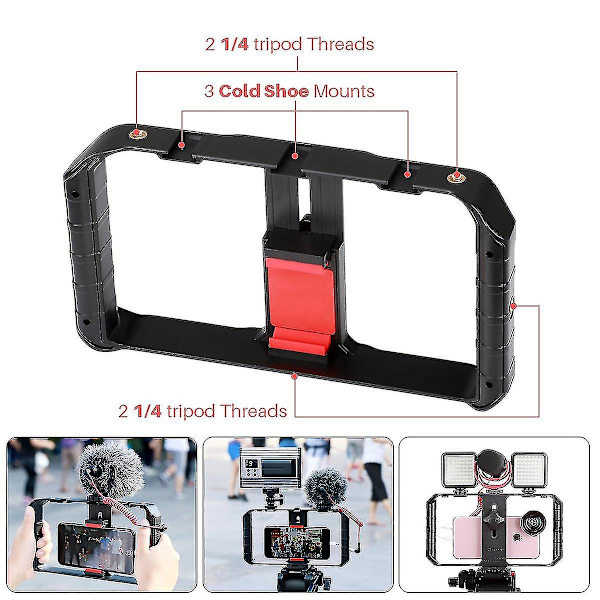 U Rig Pro Smartphone Video Rig Handheld Phone Stablilizer Grip Stativfäste för stativ