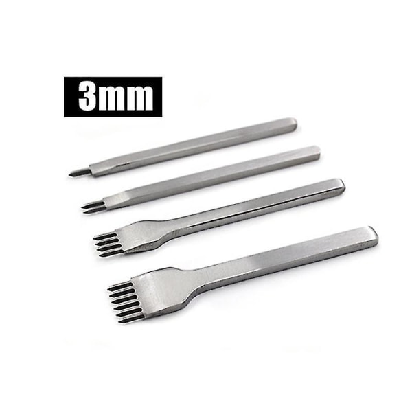 4 stk gør-det-selv læder afstandsstanseværktøj 3/4/5/6 mm læder hulstanser læder håndværksværktøj 3mm