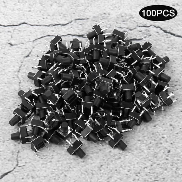 100 stk Mini Micro Taktil Trykknapp Bryter Momentan Taktbryter 6x6x8mm Tilbehør