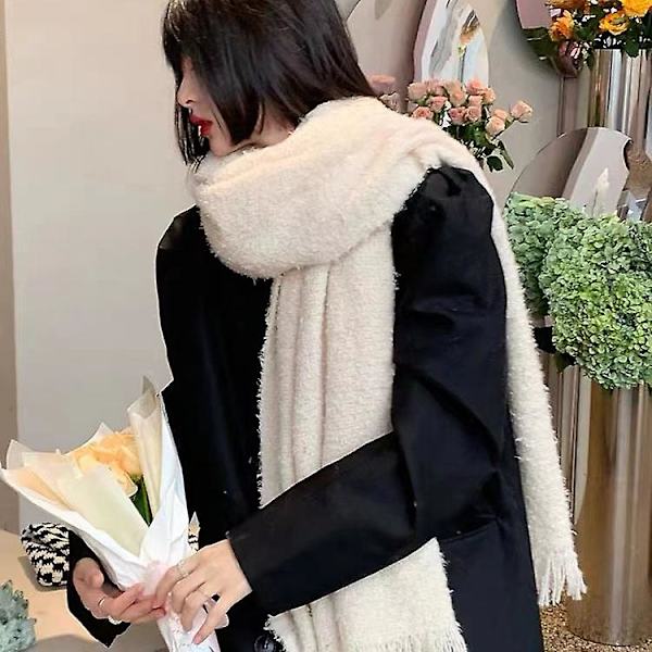Koreansk version av enfärgad stickad scarf kvinnlig höst och vinter nät Röd ins förtjockning varm sjal halsduk camel