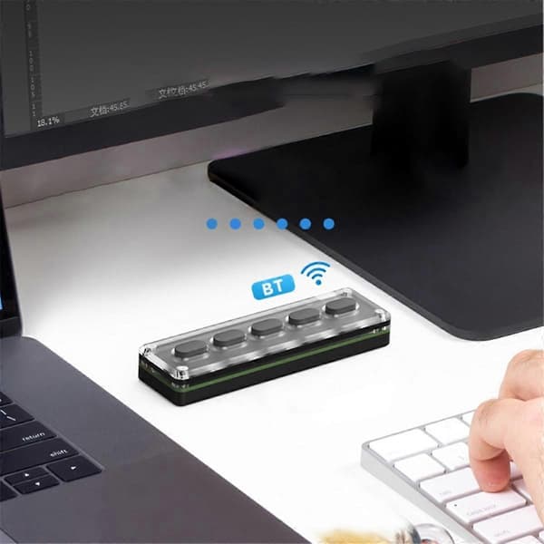 5-tasters tilpasset tastatur makro programmerbart Bluetooth-kompatibelt tastatur kopiér indsæt RGB-knap spil M Black