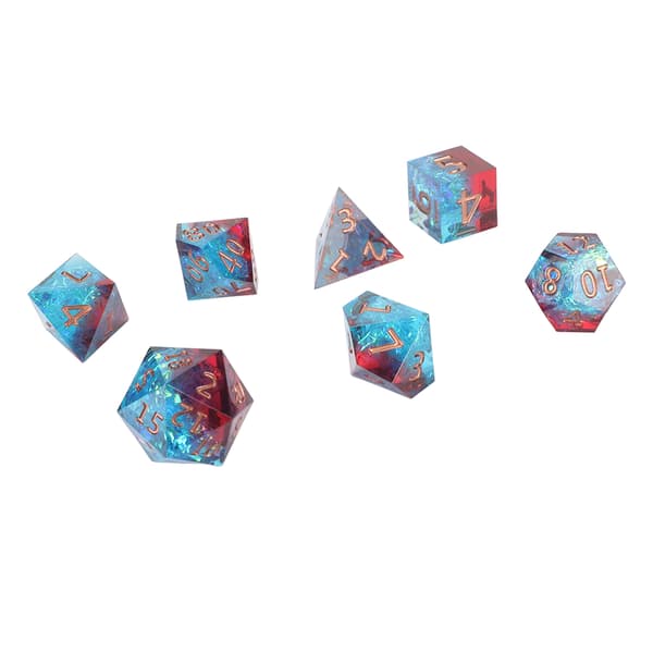 7 stk. Polyhedral terningesæt assorterede harpiks klare cifferterninger til brætrollespil