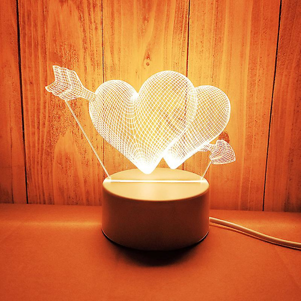 Romantisk kärlek 3d Akryl LED-lampa för hem Barnens nattlampa Bordslampa Födelsedagsfest Dekor Alla hjärtans dag sänglampa la gou USB Warm White