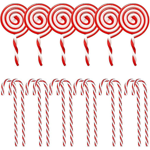 18 stk juleslikkepynt Candy Cane dekorasjonssett