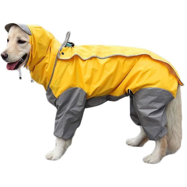 Keltainen koiran sadetakki, jossa irrotettava huppari, kiristysnyörillinen takki, 10 kokoa 53cm