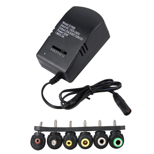 Universal 30W justerbar spänning DC-strömadapter - 100-240V US-kontakt