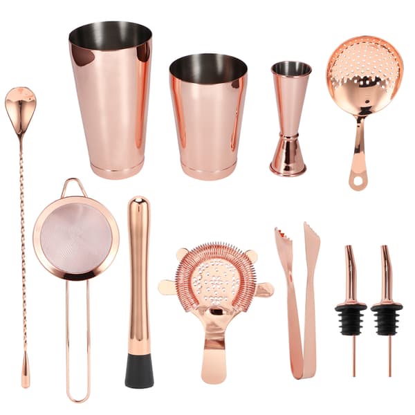 11 stk./sett Cocktail Shaker Sett Bartender Kit Cocktail Sil Rustfritt Stål Barutstyr for Hjemmefest Rosegull