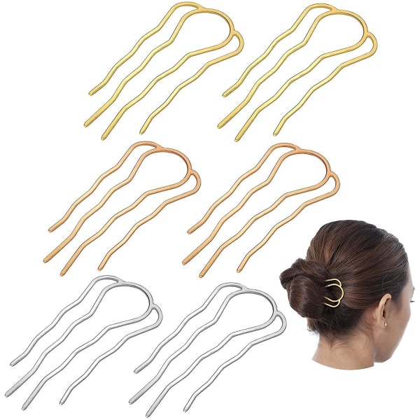 6 Pieces 87 Mm Hair Fork Clip Stick Hair Side Comb Hairpin Hair Bun