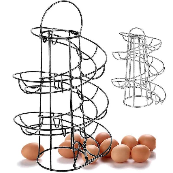 Hhcx-kitchen Spiral Egg Holder Stand Rack Storage Holds Practical Tool Black
