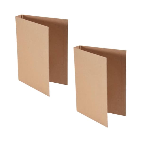 2 stk. A5 genopfyldelig ringbind, A5 kraftpapir-mappe med 2 ringe til løse blade, A5 Kraft