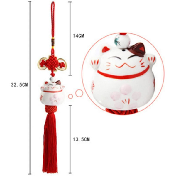 Feng Shui Lucky Cat Keramiskt hängande charm hängande för rikedom Fortune