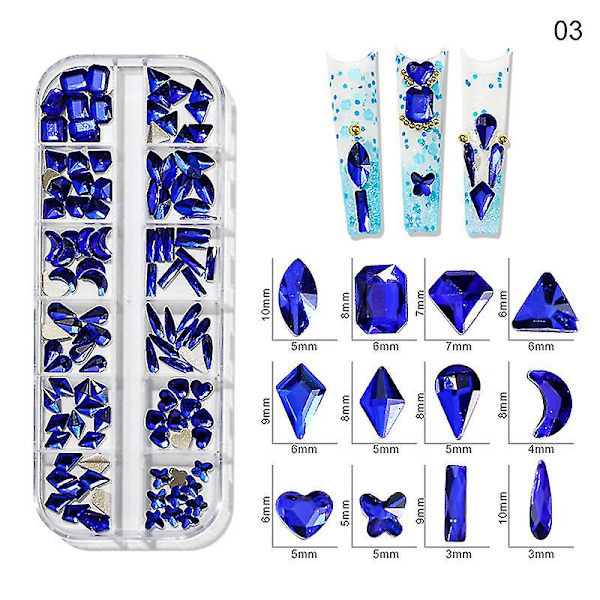3d Glitter Nail Art Ab/farverig Hotfix Rhinestones Flatback Crystal Diamond Gems Multi Size12 Gird Style 15