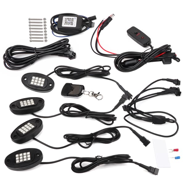 LED Rock Lights - 4 Pods för lastbil, UTV, ATV - Dimmer Switch ingår