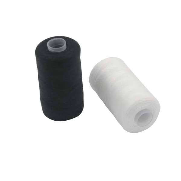[BQ]2-pak 500m Polyester Sytråd, Stærk og Holdbar, Sort og Hvid, til Hånd- og Symaskiner