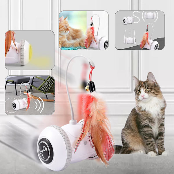 Automatisk sensor Cat Interactive Smart Robotic Electronic Feather Teaser Självspelande USB Uppladdningsbara kattungeleksaker för husdjur