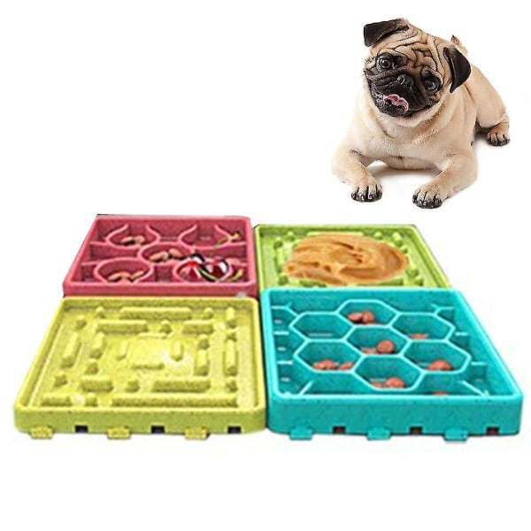 Set, 2st hundslow matare och 2st slickpad Combo med sugkopp hundskål Intressant interaktiv långsam matare hundskål