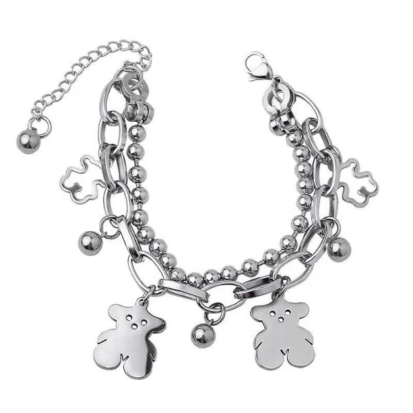 Bear Bracelet Titanium Steel Multilayer Hollow Round Bead Chain Couple Bracelet
