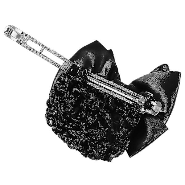 2 st Svart bowknot Decor Snood Net Barrette Hårklämma Bun Cover
