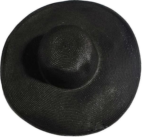 Damehat med bred skygge, foldbar og rullebar stråhat, Upf 50, sommerhat Black 23