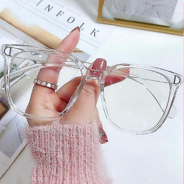 Blåt lysblokerende briller Søde Anti Eye Strain Fashion Frame Briller til læsning Play Computer Transparent White