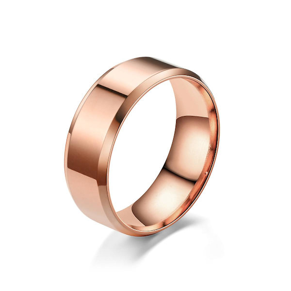 Mode 8mm titan stålring 12 roséguld 12 rose gold