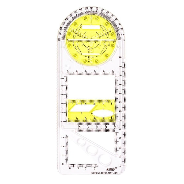 Monitoiminen piirustusviivaimen matematiikan geometrinen mittaustyökalu Transparent yellow