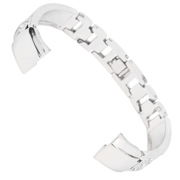 Rhinestone-indlagt armbånd i rustfrit stål til kvinder Fitbit sølv