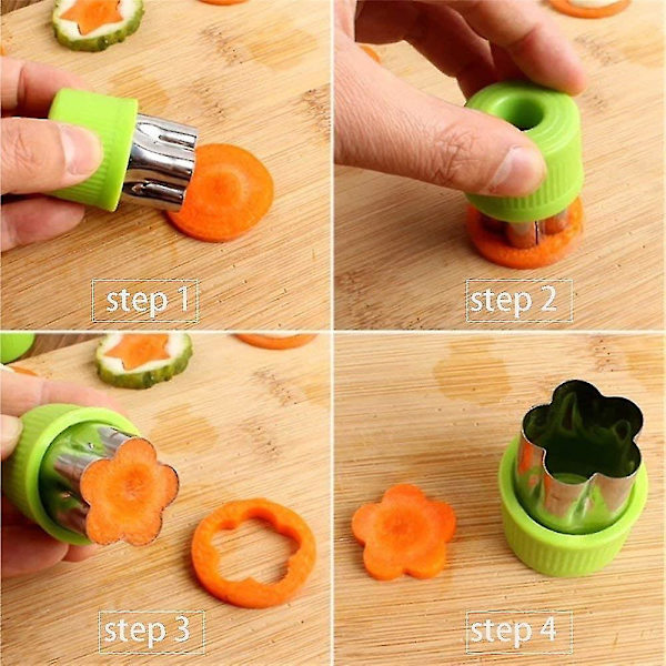 12pcs Stainless Steel Fruit Vegetable Cookie Shape Cutters Kid Food Mold Mould Green