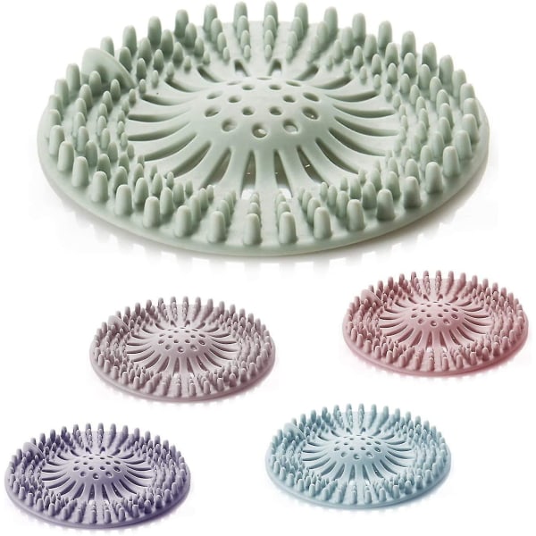 5 Pieces Shower Drain Covers, Shower Hair Catcher Filter Silicone Tube Drain Hair Catcher Stopper With Suction Cup For Kitchen Bathroom
