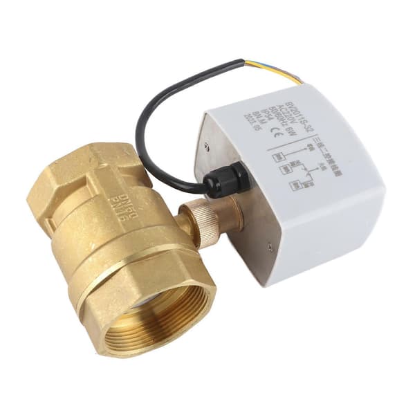 【BQ】AC220V DN50 2\" Tommer 2-veis 3-leder Messing Elektrisk Motorisert Kuleventil