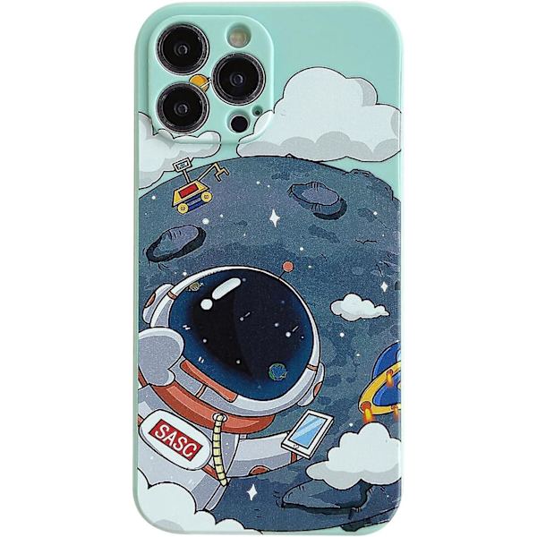 För Iphone 13 Söt Fodral, Cool Cartoon Astronaut Planet Moon Space Design Snygg Mjuk TPU Bumper Stötsäker Anti-halk Protector Mode Fodral (iphone 1